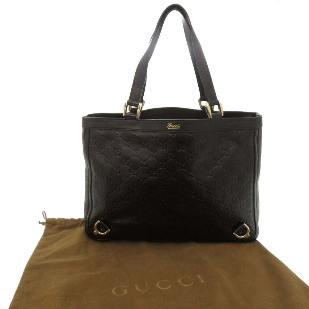 GUCCI Authentic Black Leather Tote Bag - Picture 3 of 10